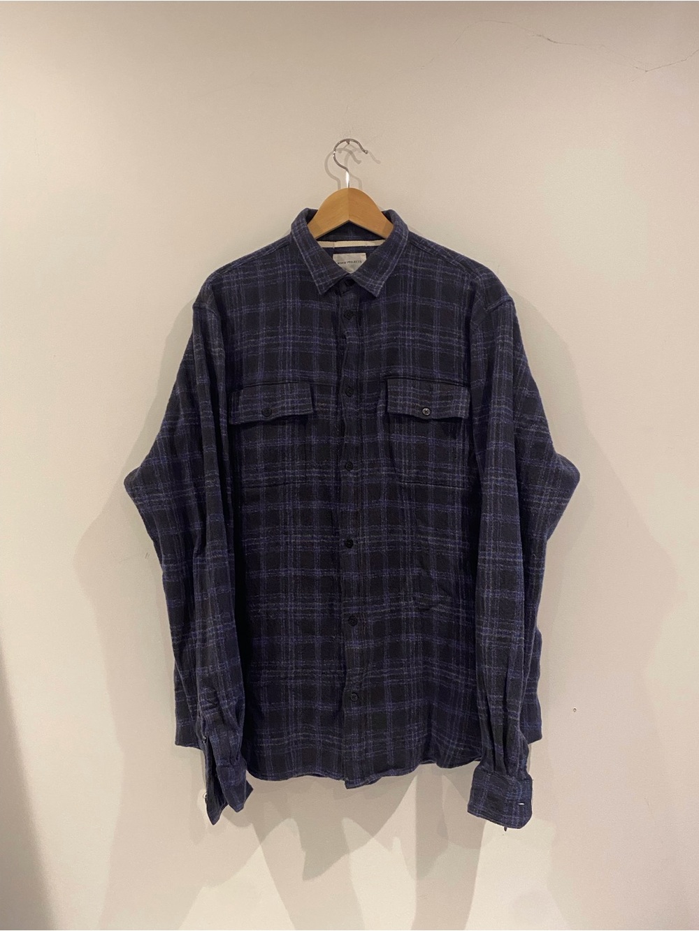 Norse Projects Navy Plaid Wool Shirt